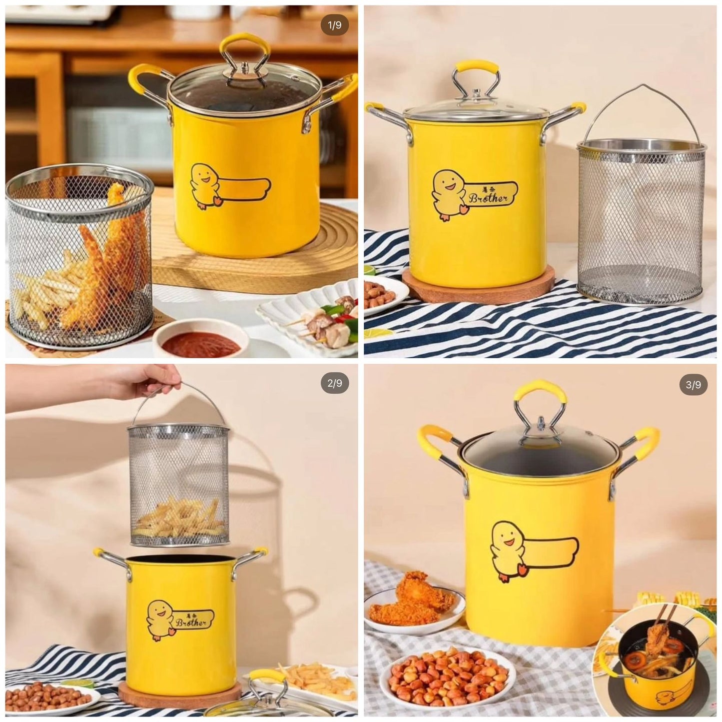 2-in-1 Stainless Steel Deep Fryer Pot with Oil Strainer Basket