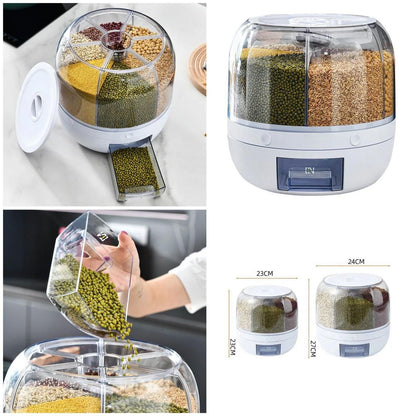6-Grid Rotating Rice and Grain Organizer & Dispenser