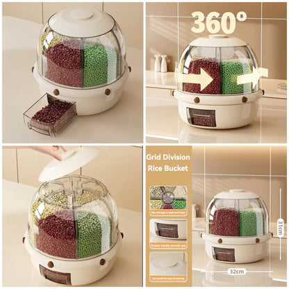 6-Grid Rotating Rice and Grain Organizer & Dispenser