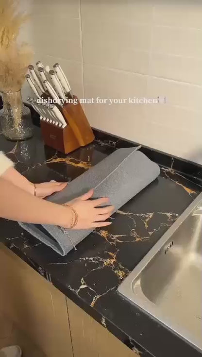 2-in-1 Foldable Dish Drying Mat & Rack