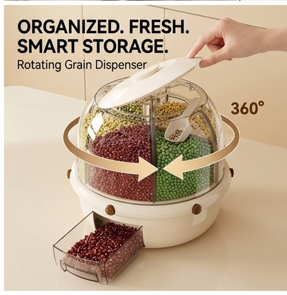 6-Grid Rotating Rice and Grain Organizer & Dispenser